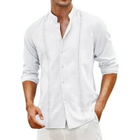 Мажи Модна Блуза Врвна Кошула Машка Пролетна Мода Секојдневна Еднобојна Памучна Копче Долги Ракави Облека Топ Блуза
