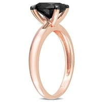 Карат Т.В. Црн дијамант 14kt розово злато овален прстен за ангажман на пасијанс