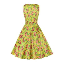 мвеомтд жени летни фустани без ракави фустан во ретро стил формален фустан со ремен за шпагети цветен фустан со лак матурски