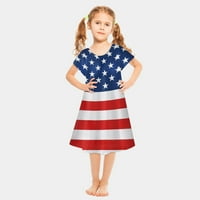 Фустан За мали деца 2-8 години Фустан За Денот На Независноста На Девојчињата Фустани На Плажа Секојдневен Сарафан Со Кратки
