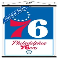 Филаделфија 76ерс - Лого Ѕид Постер Со Дрвена Магнетна Рамка, 22.375 34
