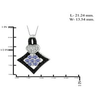 1. Carat T.G.W. Танзанит и црно-бел дијамант акцент Стерлинг сребрен сет за накит од 3 парчиња