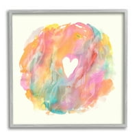 СТУПЕЛ ИНДУСТРИИ Апстрактна форма на срцев облик на течност Мешани пастели сликање графичка уметност сива врамена уметничка печатена wallидна уметност, дизајн од Е?