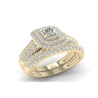 1CT TDW Diamond 14k жолто злато ореолски прстен за ангажман