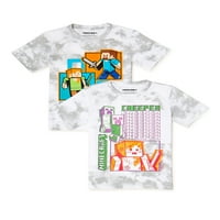 Графичка маица со змеј топка Z Goku Boys Graphic Tie-Dye, 2-пакет, големина 4-18