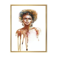 Дизајнарт Портрет На Афроамериканка XIII Модерен Врамен Платно Ѕид Уметност Печатење