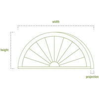 Ekena Millwork 66 W 33 H 2 P половина круг мазна архитектонска оценка ПВЦ педимент