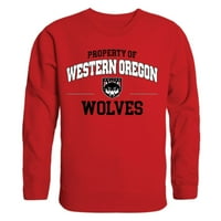 Западен Орегон Универзитетот Волци Имот Екипажот Пуловер Дуксер Џемпер Црвен Х-Голем