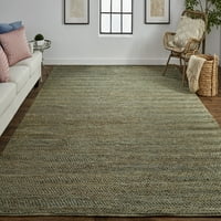 Kno природен рачно изработен килим за акцент, цврста боја, мраз зелена тен, 1FT-8in 2FT-10in