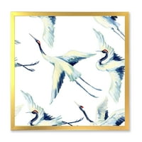 Дизајн на 'азиски кран на кран на птици I ’Традиционален врамен уметнички принт