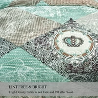 Кралицата за ќебе со кревети од руно, меко топло плишано ќебе, сиво зелено цветно, 79 89