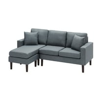 Дневна соба поставува мебел, удобна ткаенина софа софа, кауч во форма на L, кабриолет кауч за софа, сегментална софа лева рака свртена со перници, темно сива боја