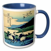 3дроза Омегава во Провинцијата Сагами Од Хокусаи-Јапонска ликовна уметност-сина класика Јапонија укијое птици кранови-Двобојна