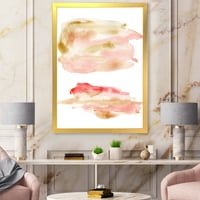 DesignArt 'Апстрактни облаци поставени со розово злато беж и црвена' модерна врамена уметност принт