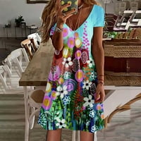 Летни Фустани За Жени Цветен Фустан Со Кратки Ракави V Вратот Празнични Мини Фустани Секојдневна Плажа Фустан Со Фустан Во а-линија Евтини Фустани Фустани На Дозво?