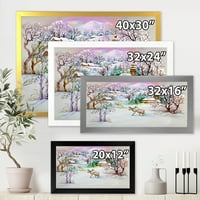 ДИЗАЈНАРТ „Зимски селски животен пејзаж“ Традиционален врамен уметнички принт