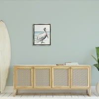 Sumpell Industries Rustic Pelican Bird Bird Beach Shoreline Portreate Graphic Art Luster Grey Floating Framed Canvas Print Wallидна уметност, Дизајн од Патриша Пинто