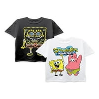 Spongebob SquarePants Момци Класично лого и неонски графички маици 2-пакувања, големини 4-18