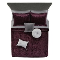 Главни пурпурни кадифе 10-парчиња кревет во торбичка утеха поставена со чаршафи, полни