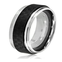 Крајбрежен накит полиран прстен со ринг од јаглеродни влакна од не'рѓосувачки челик