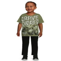 Monster Jam Toddler Boy Grave Digger Graphic Short Schaive T-Shirt, големини 2T-5T