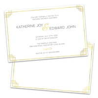 Персонализирана покана за свадбени туширани златни линии