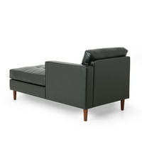 Lagom Barger Fau кожа Tufted Chaise Lounge, Midnight Black