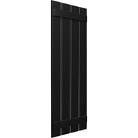 Ekena Millwork 23 W 45 H TRUE FIT PVC Четири табли распоредени од табла-n-batten ролетни, црна