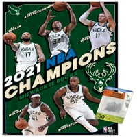 Милвоки Бакс - Постер за шампиони во финалето во НБА, со pushpins, 14.725 22.375