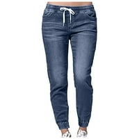 Женски модни модни Обични Џебни Фармерки Со Среден Струк Панталони Тексас Секојдневни панталони широки панталони за нозе за