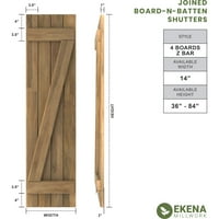 Ekena Millwork 14 W 49 H Americraft Четири надворешни работи на табла Реал Вуд се приклучи на одборот-n-batten ролетни W Z-Bar,