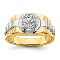 14к Двобоен Златен Вистински дијамантски машки прстен