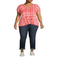 COMO BLU Women'sенски плус големина изопачена маица