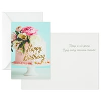 Асортиман за роденденски картички, балони, торта, цвеќиња