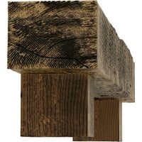 Ekena Millwork 6 H 8 D 72 W Rough Sawn Fau Wood Camplace Mantel Kit W alamo Corbels, природен златен даб