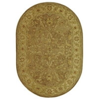 Антиката Бофор Традиционален Килим Од Цветна Волна, Кафеаво Злато, 4'6 6'6 Овална