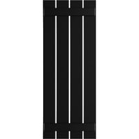 Ekena Millwork 23 W 52 H TRUE FIT PVC Четири табли распоредени од табла-n-batten ролетни, црна
