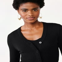 Scoop женски џемпер за кардиган со лента со bralette, лесна, големини XS-xxl