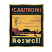 Tuphell Industries претпазливост Росвел Ново Мексико НЛО патувања и места сликање злато пловила врамена уметничка печатена wallидна
