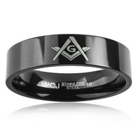 Крајбрежен накит црн позлатен масонски прстен од не'рѓосувачки челик
