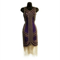 Фустан со флапер Со Светки Од Пур-Сил, Виолетова-Голема