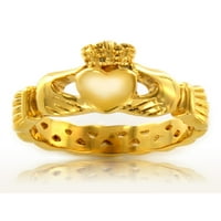 Крајбрежен накит Селтик јазол Кладаг златен позлатен прстен од не'рѓосувачки челик