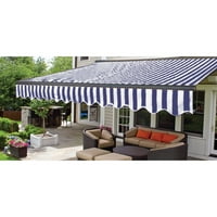 12'x10' Sunshade Половина Касета Моторизирани Стигнале Двор Палуба Тенди, Сина И Бела Шарени Боја