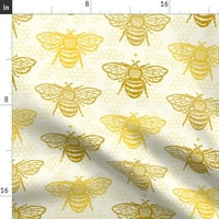Памук Сатен Чаршав, 70 90 - Мед Златни Пчели Жолта Фарма Кошница Печатење Сопствени Постелнина Од Лажица