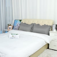 Единствени поволни цени 2-парчиња сатенски разгалени перници за перници, кралица, сива боја