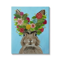 Stuple industries кафеава зајаче зајак уши цвет букет смели портрети слики галерија завиткани од платно печатење wallидна уметност, 16x20