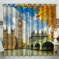 Биг Бен Со Есенски Лисја Лондон Прозорец Завеса Кујна Завеса Прозорец Завеси Панел