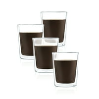 Javafly двоен wallиден стаклен кригла, сет од 4, чаши чај и изолирани чаши за кафе за лате, еспресо, капучино, 8. Оз