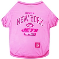 Миленичиња први NFL New York Jets розови маички за кучиња и мачки - лиценциран - среден