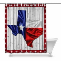 Тексас Државно Знаме И Мапа И Ѕвезди На Дрво Декор Водоотпорен Полиестер Бања Туш Завеса Бања